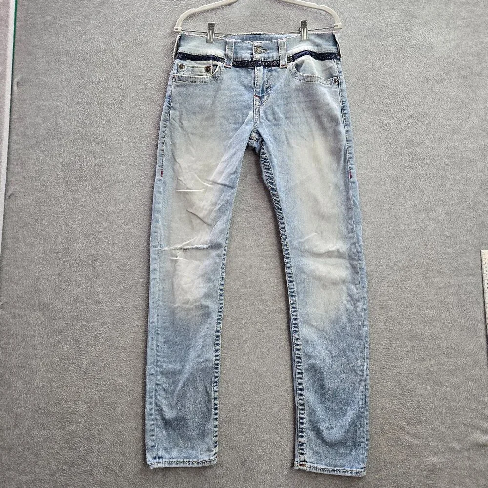 True Religion Men Jeans 30 Blue Denim Geno Relaxed Slim Light Wash 32
